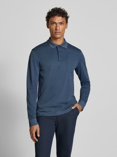 Christian Berg Men Regular fit poloshirt in design met lange mouwen Rookblauw - 4