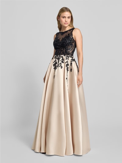 Luxuar Abendkleid mit Perlen- und Paillettenbesatz Gold 1