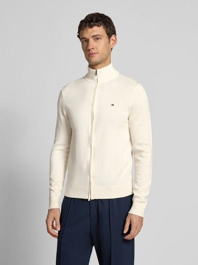 Tommy Hilfiger Regular fit gebreid jack van puur katoen Ecru - 4