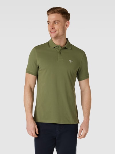 Barbour Slim Fit Poloshirt mit Label-Stitching Oliv 4