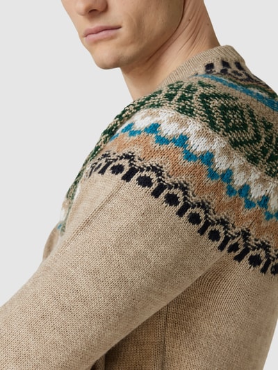 Mango Strickpullover mit Allover-Muster Modell 'harris' Beige 3