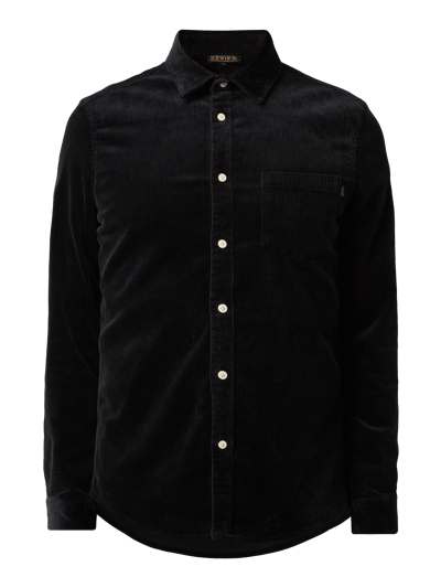 REVIEW Slim fit corduroy overhemd met stretch Zwart - 2