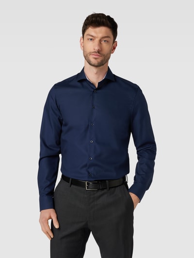 Eterna Slim fit zakelijk overhemd van popeline Marineblauw - 4