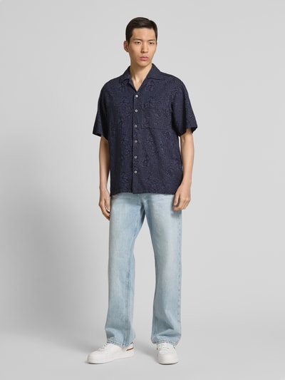 Jack & Jones Premium Freizeithemd mit Knopfleiste Modell 'AARON' Dunkelblau 1