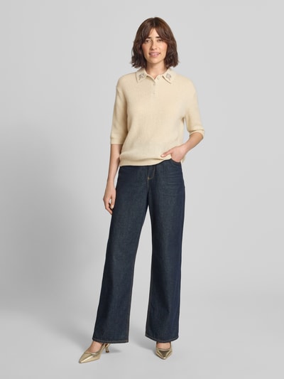 Luisa Cerano Strickpullover aus Baumwoll-Kaschmir-Mix mit Ziersteinbesatz Sand 1