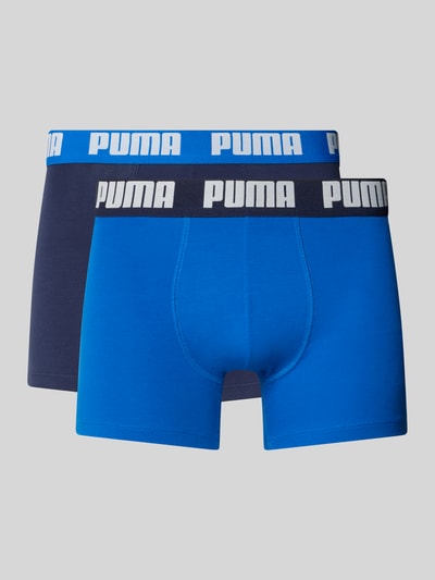 Produktfoto, Slim Fit Boxershorts aus Baumwoll-Mix im 2er-Pack Modell 'EVERDAY' von PUMA, Herren Boxershorts, blau und dunkelblau, weicher Stoff, elastischer Bund mit Markenlogo