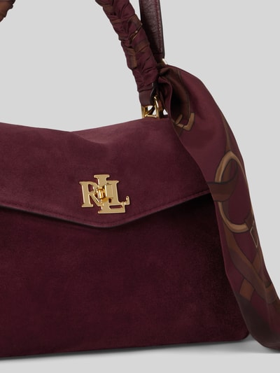 Lauren Ralph Lauren Kleine Satchel aus Kalbnappaleder mit Tuchdetail Modell 'FARRAH' Dunkelbraun 6