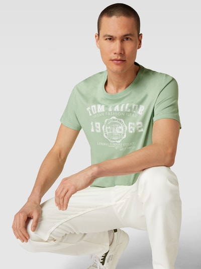 Tom Tailor T-Shirt mit Label-Print Hellgruen 3