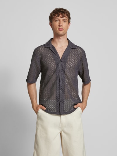 Only & Sons Relaxed Fit Freizeithemd mit Reverskragen Modell 'NOVAK' Dunkelgrau 4
