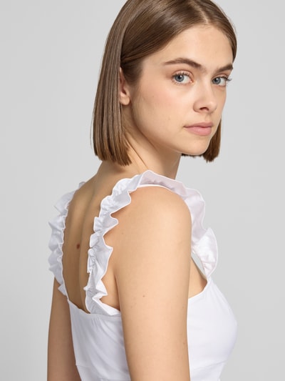 Gina Tricot Slim Fit Bluse mit Rüschenbesatz Weiss 3