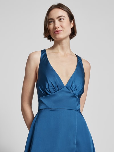 Luxuar Abendkleid mit V-Ausschnitt Bleu 3