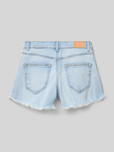 Produktfoto, Straight Fit Jeansshorts aus Baumwoll-Mix Modell 'ROBYN' von Only, jasnoniebieski used denim, frędzle na nogawkach, 5-kieszeni, łatka z logo, bawełniany materiał