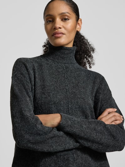 VERO MODA Regular Fit Rollkragenpullover mit Seitenschlitzen Modell 'DOFFY' Metallic Black Melange 3