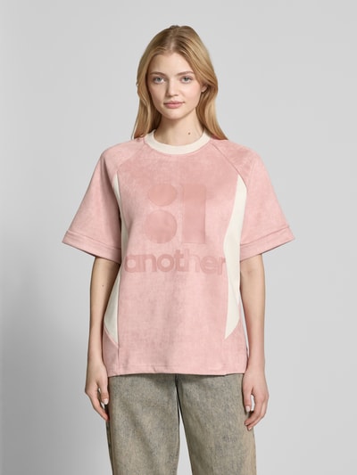 ANOTHER COTTON LAB T-shirt met labelprint Felroze - 4