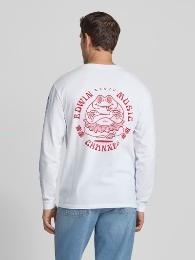 Edwin Longsleeve mit Label-Prints Modell 'EDWIN MUSIC CHANNEL' Weiss 5