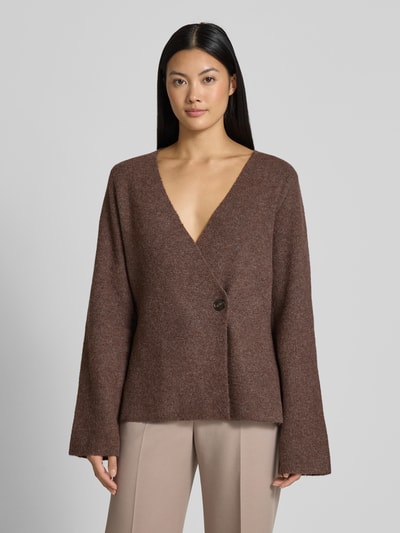 Neo Noir Gebreid jack met knoopsluiting, model 'Marie' Middenbruin - 4