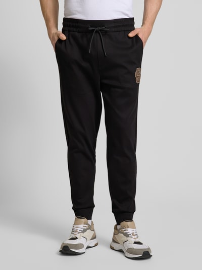 BOSS Relaxed Fit Sweatpants mit Label-Badge Modell 'Lamont' Black 4