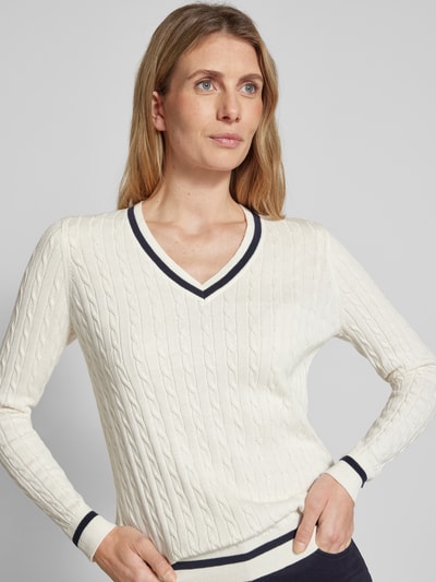 Christian Berg Woman Strickpullover mit gerippten Abschlüssen Offwhite 3