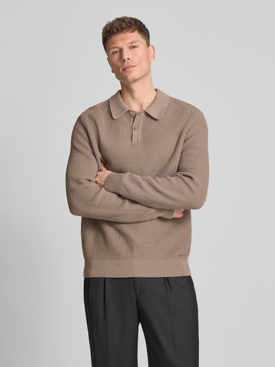 HUGO Regular Fit Strickpullover aus reiner Baumwolle Modell 'SAFFOWL' Mittelbraun 4