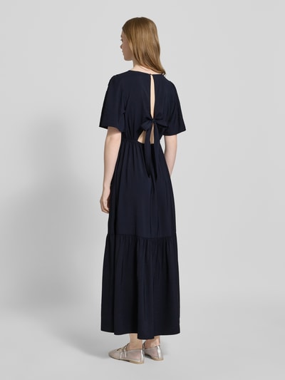 Zero Długa sukienka z mieszanki wiskozy z dekoltem na plecach Granatowy 5