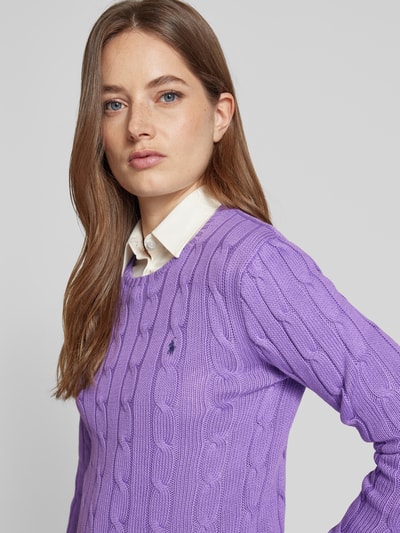 Polo Ralph Lauren Strickpullover mit Logo-Stitching Modell 'JULIANNA' Violett 3