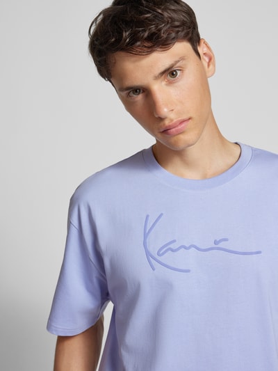 KARL KANI T-Shirt mit Label-Print Modell 'Signature' Lila 2