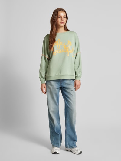 miss goodlife Sweatshirt met labelprint model 'Life is beautif' Mintgroen - 1