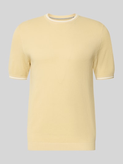 Produktfoto, Regular Fit T-Shirt in Strick-Optik von Christian Berg Men, bawełna, krój regular fit, elastyczne wykończenia, kremowy kolor