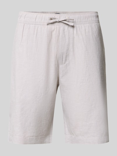 Produktfoto, Shorts aus Leinen-Baumwoll-Mix mit elastischem Bund von MCNEAL, hellbeige Farbe, Regular-Fit, Tunnelzug, glatte Textur, Herren Shorts, Bundweite 44 cm, Innenbeinlänge 23 cm, Größe M