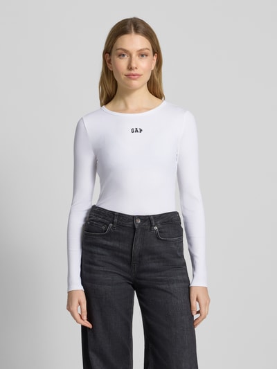 GAP Bluzka z długim rękawem z wyhaftowanym logo Biały 4