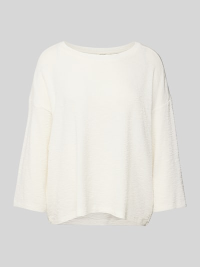 American Vintage Bluzka z długim rękawem i prążkowanym, okrągłym dekoltem model ‘YRUKI’ Biały 2