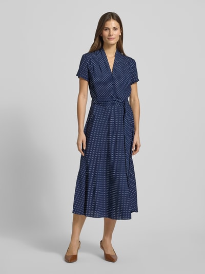 Lauren Ralph Lauren Tailliertes Blusenkleid mit Umlegekragen Modell 'EARNEST' Marine 4