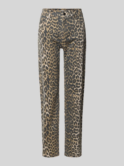 Christian Berg Woman Broek in luipaardlook met achterzakken Donkergrijs - 2