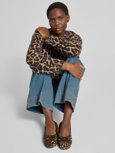 Anine Bing Flats mit Allover-Animal-Print Mittelbraun 1