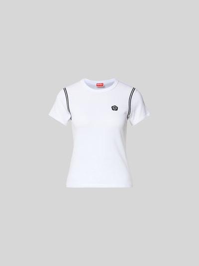Produktfoto, Slim Fit T-Shirt aus reiner Baumwolle von Kenzo, Damen T-Shirt mit Rundhalsausschnitt, Label-Patch, kurzärmeliges Design, weiß