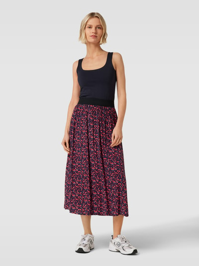 Saint Tropez Midirok met all-over bloemenmotief, model 'Inka' Zwart - 1