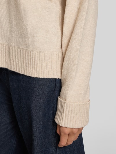 s.Oliver RED LABEL Sweter z dzianiny o kroju relaxed fit z mieszanki bawełny z dodatkiem wełny Beżowy 3