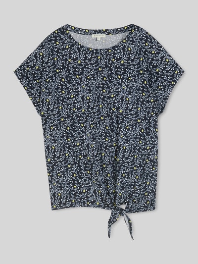 Tom Tailor Regular Fit T-Shirt aus Baumwoll-Mix mit Knotendetail Marine 2