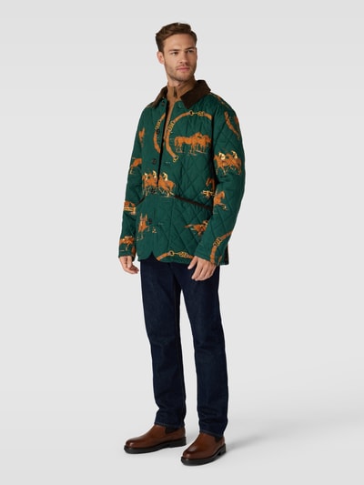 Polo Ralph Lauren Gewatteerd jack met motiefprint, model 'BARN' Zwart - 1