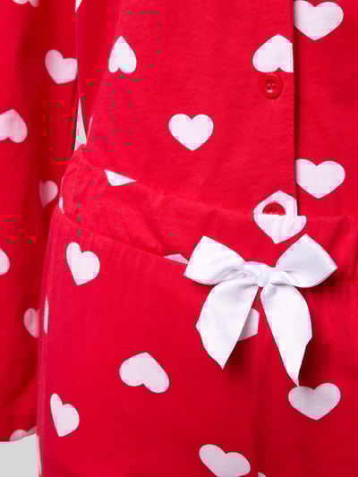 LOUIS & LOUISA Pyjama met reverskraag, model 'Mit viel Liebe' Rood - 2