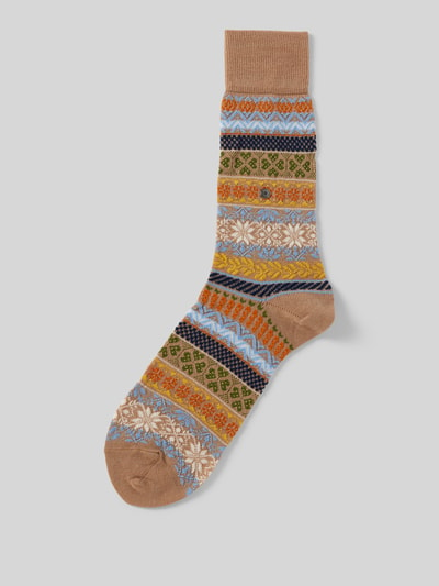 Burlington Socken aus Schurwoll-Mix Modell 'Country Fair Isle' Camel 1