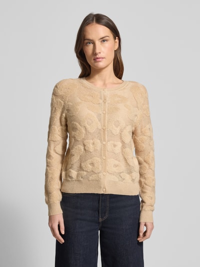 Luisa Cerano Gebreid jack met knoopsluiting Camel - 4