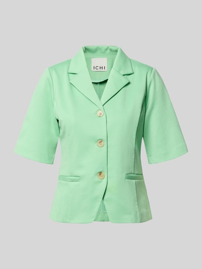Produktfoto, Blazer mit Viskose-Anteil Modell 'Kate' von ICHI in Mintgrün, elastischer Material-Mix, Reverskragen, Halbarm, Paspeltaschen.