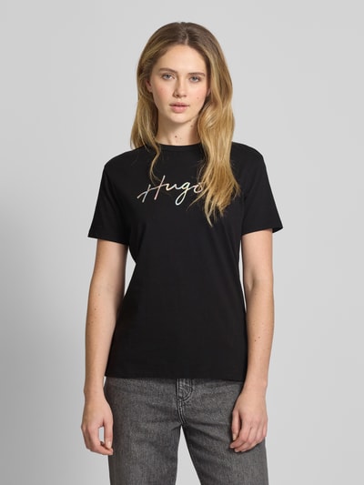 HUGO T-Shirt mit Label-Print Modell 'Damacia' Black 4