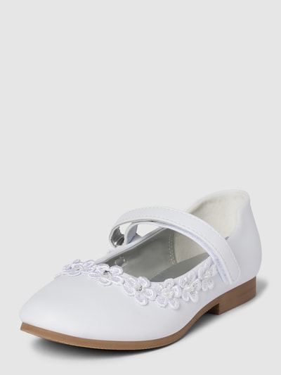 Happy Girls Ballerinas mit floralen Applikationen und Ziersteinbesatz Weiss 1