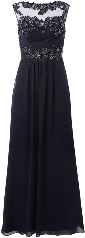 Niente Abendkleid mit Zierborten und Ziersteinen Marine 6