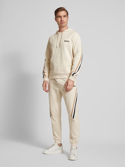 BOSS Sweatpants met elastische band, model ‘Iconic’ Zand - 1