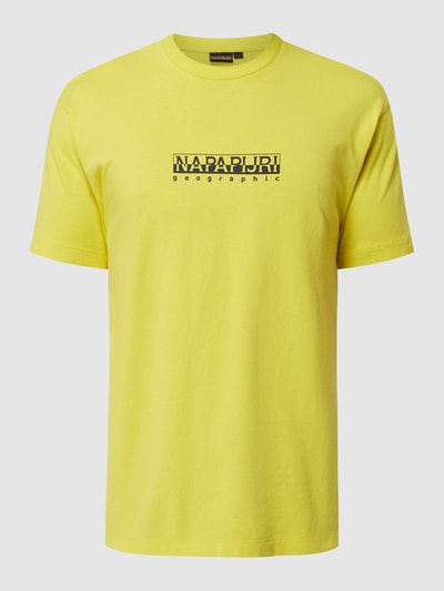 Napapijri T-shirt met logo, model 'Box' Lichtgeel - 2