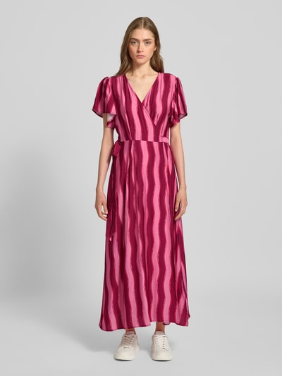 Colourful Rebel Wikkeljurk met strikceintuur, model 'Ava' Felroze - 4