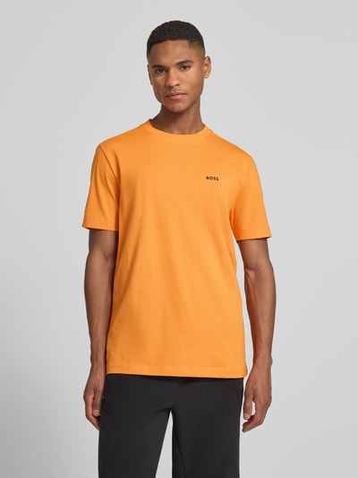 BOSS Green Regular Fit T-shirt z mieszanki bawełny model 'TEE' Pomarańczowy 4